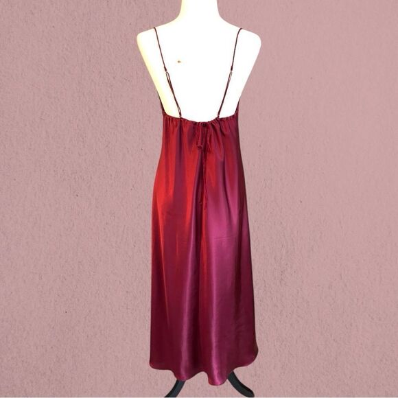 Vintage Silk & Satin burgundy satin and velvet slip dress - Picture 4 of 10